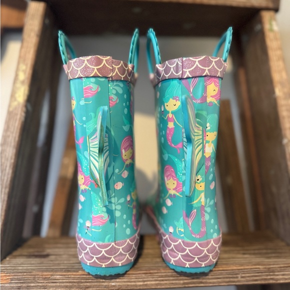 🧜‍♀️ Fleece Lined Mermaid Rain Boots | Kids 9/10 🧜‍♀️ Warm and cozy! - Picture 5 of 8